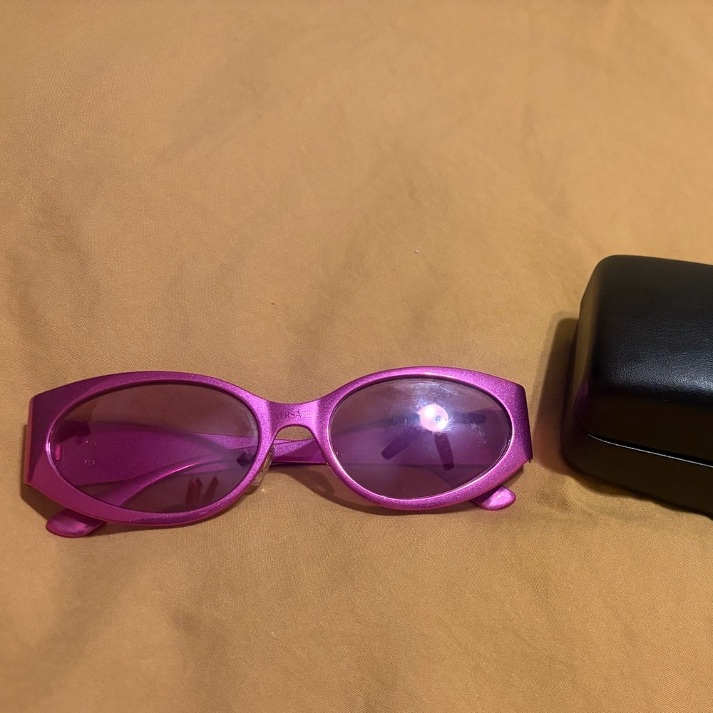 Versace Pink Oval Women's Sunglasses with Matching Pink Lenses